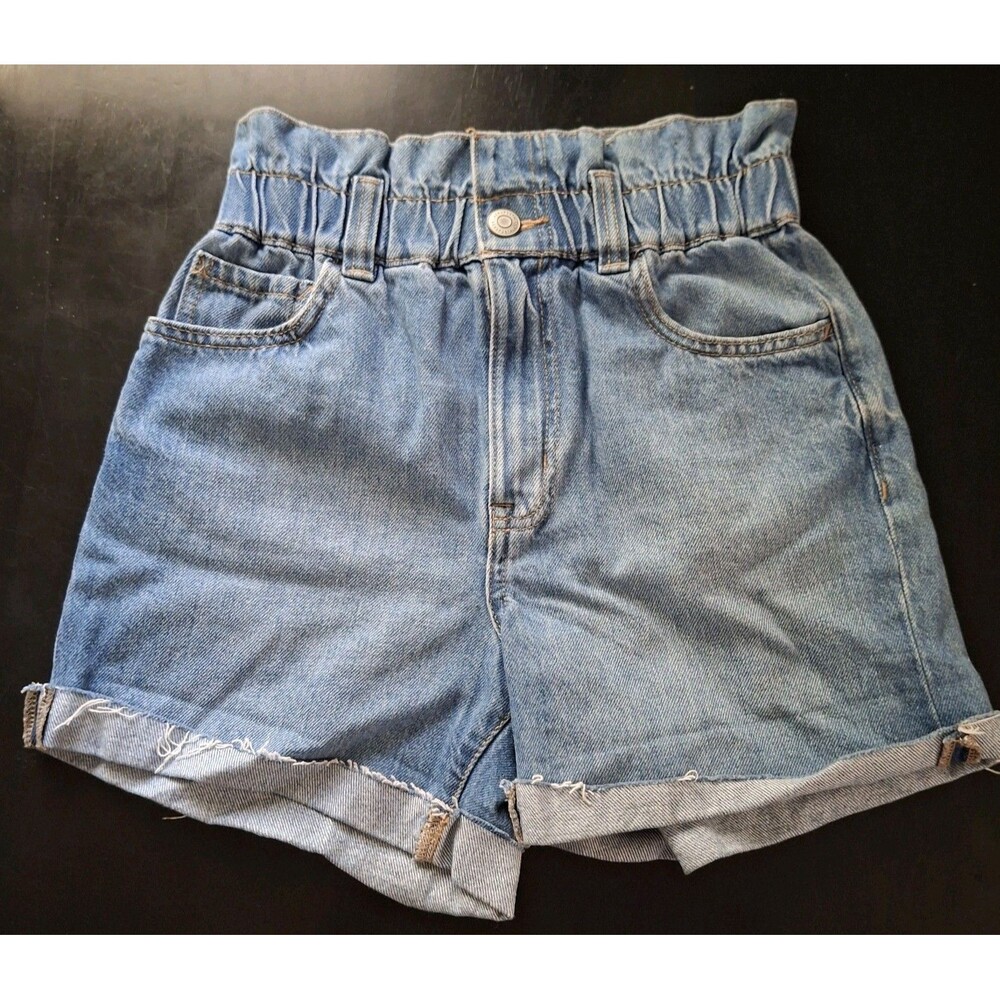 Aeropostale Mom Shorts Size 000 Womens Cuffed Light Blue Elastic High Waist